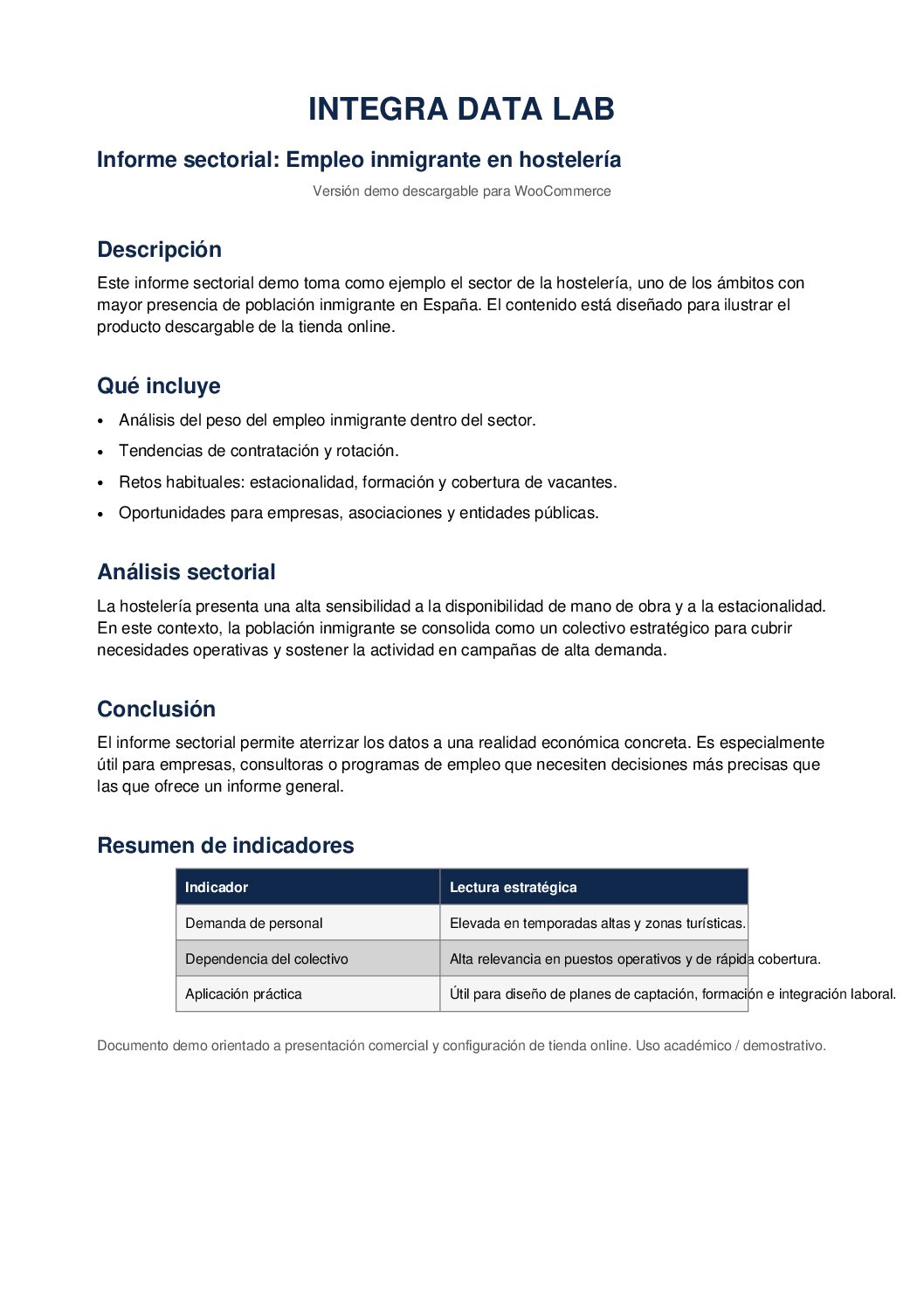 Informe sectorial: Empleo inmigrante por sectores económicos